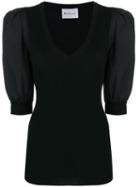 Be Blumarine Puff Sleeves Knitted Top - Black