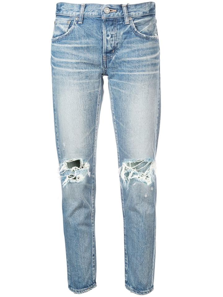 Moussy Vintage Ripped Knee Jeans - Blue