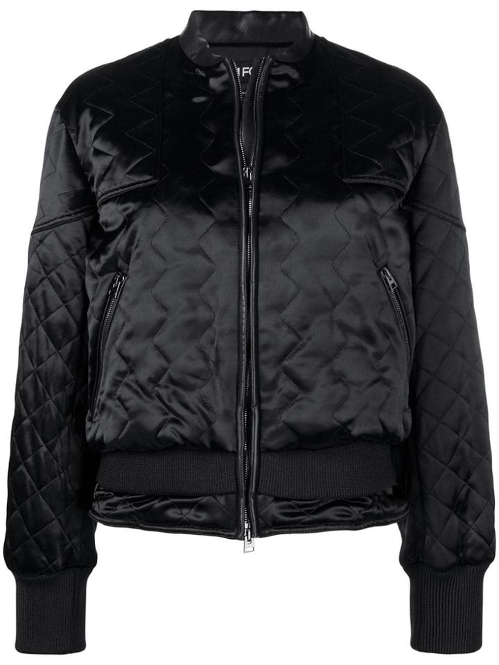 Tom Ford Quilted Satin Bomber Jacket - Black