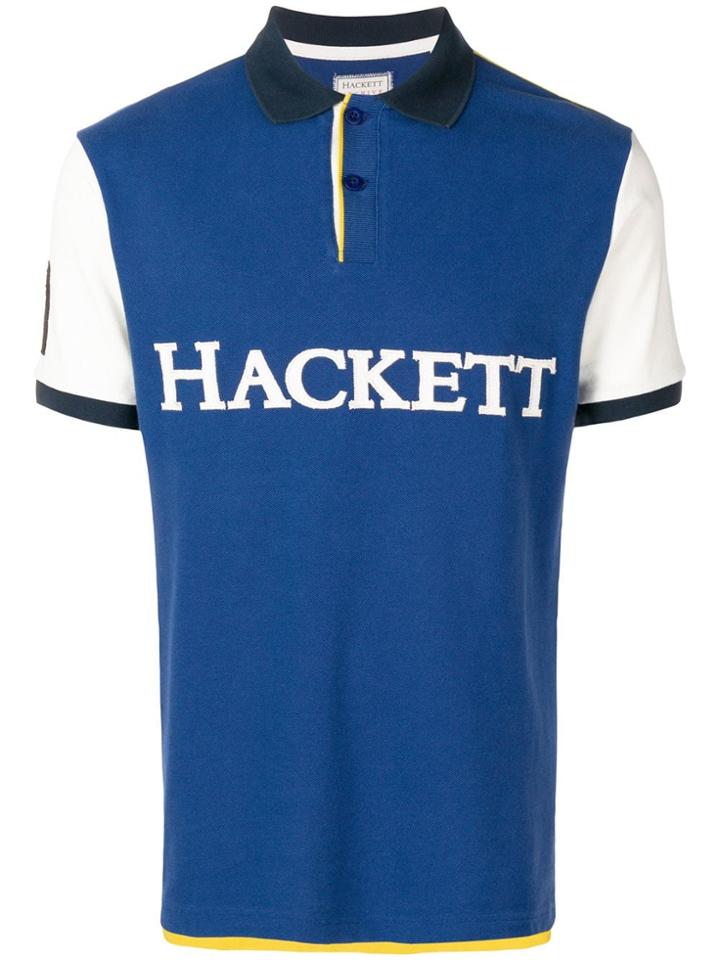 Hackett Contrasting Panels Polo Shirt - Blue
