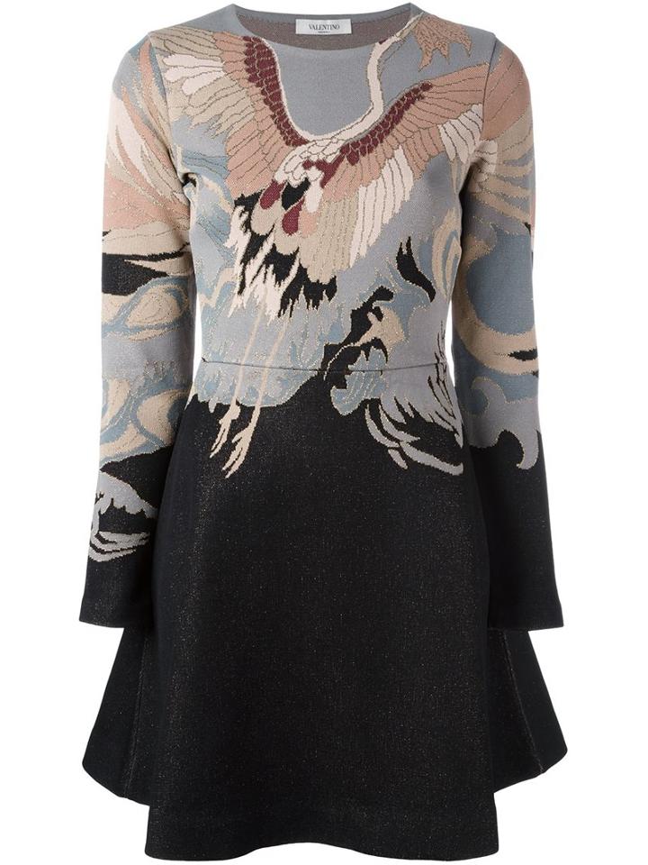 Valentino 'heron' Knit Skater Dress, Women's, Size: Xs, Polyester/viscose/metallic Fibre