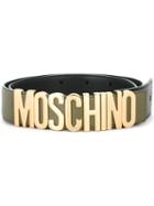 Moschino Logo Plaque Belt, Women's, Size: 75, Green, Leather/metal (other)