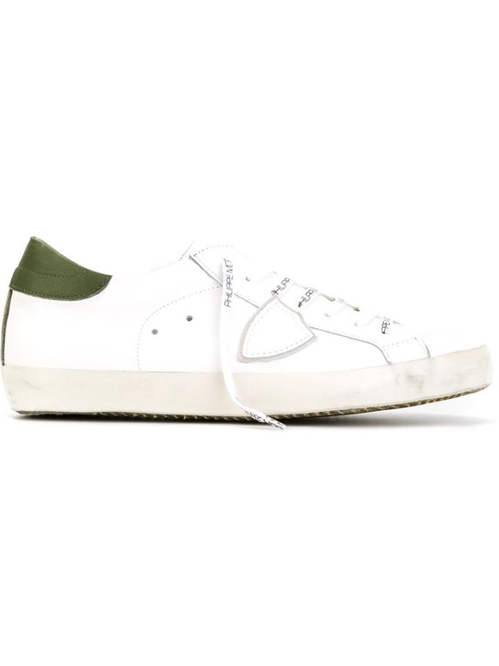 Philippe Model Logo Patch Sneakers, Men's, Size: 42, White, Leather/rubber