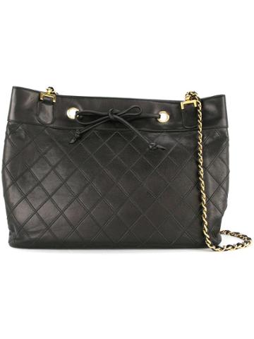 Chanel Vintage Bicolore Stitch Tote Bag - Black