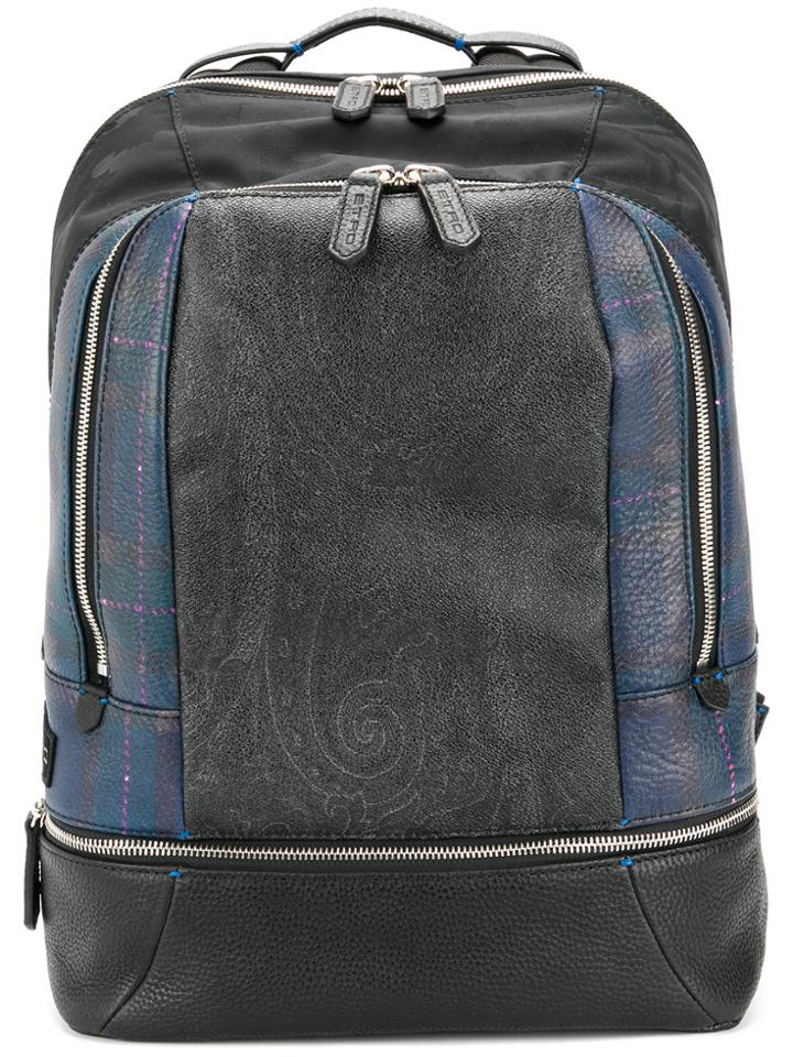 Etro Plaid Print Backpack - Black