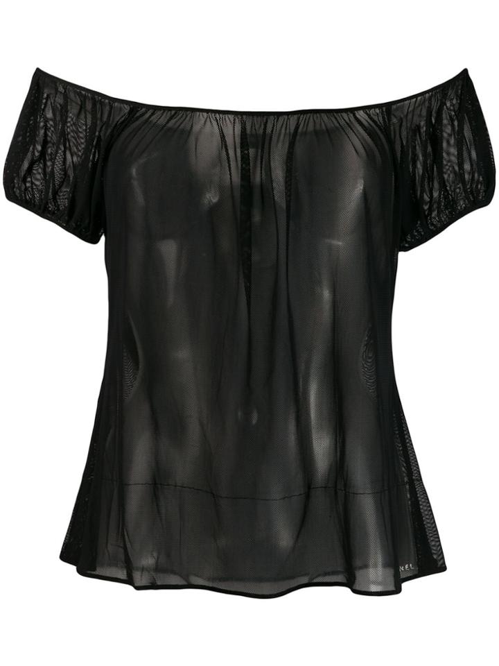 Chanel Vintage 2001's Off-the-shoulders Sheer Blouse - Black