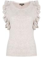 N.peal Cashmere Ruffled Sleeve Top - Nude & Neutrals