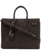 Saint Laurent Crocodile Embossed Sac De Jour Tote - Brown