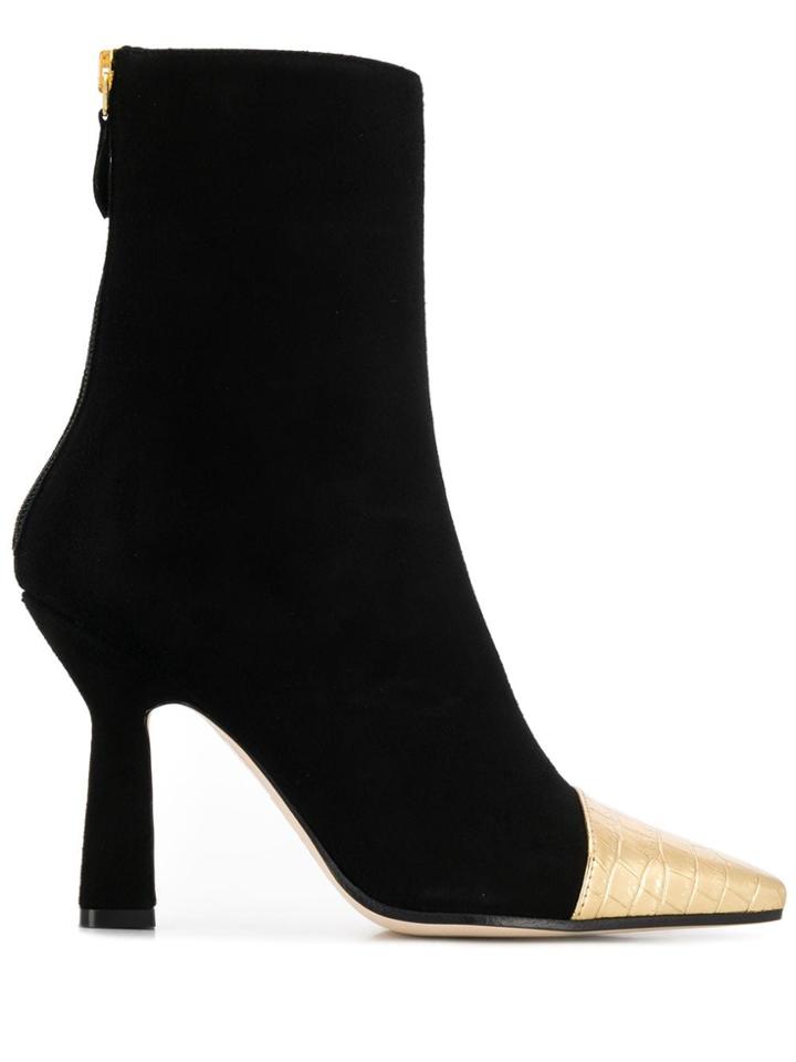 Paris Texas Snakeskin Effect Detail Boots - Black