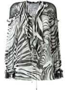 Roberto Cavalli Zebra Print Blouse, Women's, Size: 42, Black, Silk/polyamide/viscose