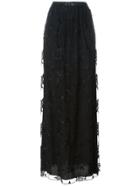 Blumarine Rose Embroidered Maxi Skirt - Black