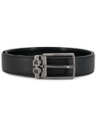 Salvatore Ferragamo Textured Logo Belt - Black