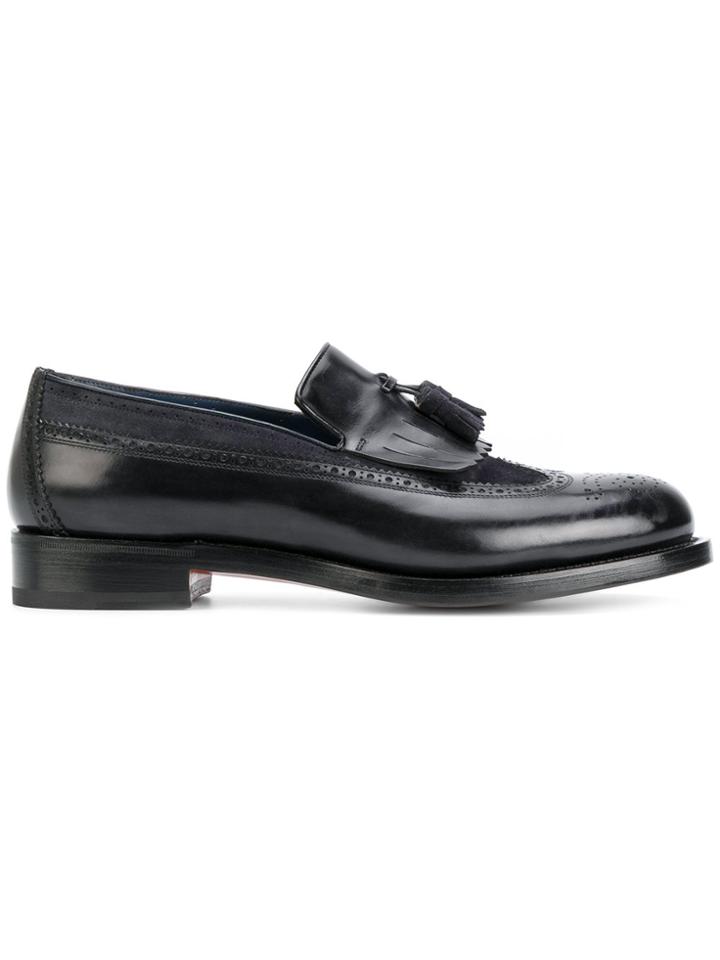 Santoni Fringed Slip-on Brogues - Blue