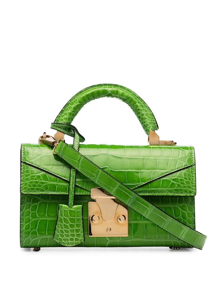 Stalvey Crocodile-effect Top Handle - Green