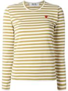 Comme Des Garçons Play Mini Heart Striped T-shirt, Women's, Size: Medium, Nude/neutrals, Cotton