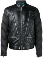 Diesel Padded Sleeve Leather Jacket - Black