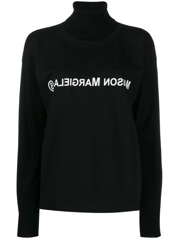 Mm6 Maison Margiela Reversed Logo Double-layer Jumper - Black