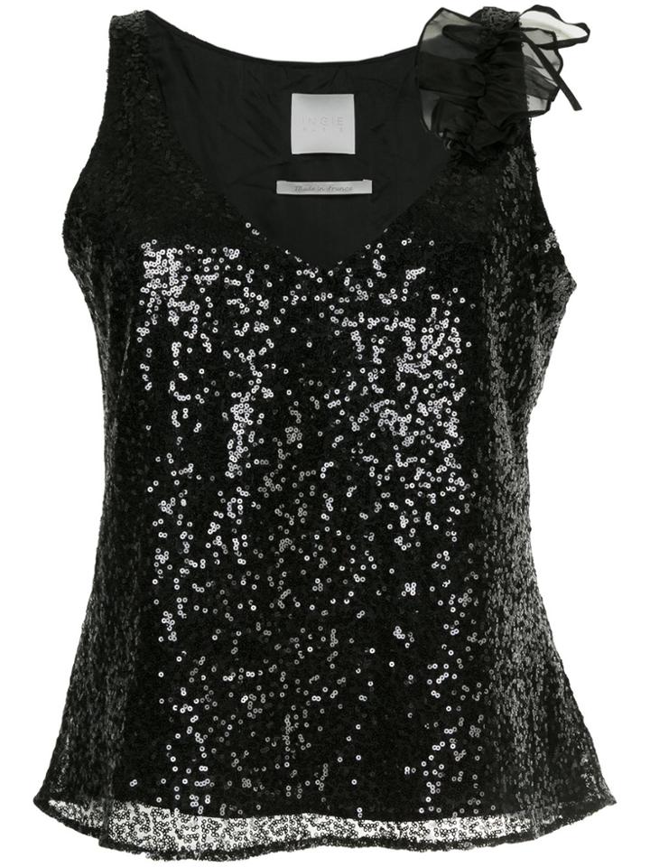 Ingie Paris V-neck Sequin Vest - Black