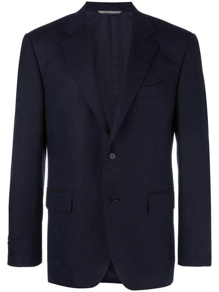 Canali Two-button Blazer, Men's, Size: 58, Blue, Wool/spandex/elastane/cupro