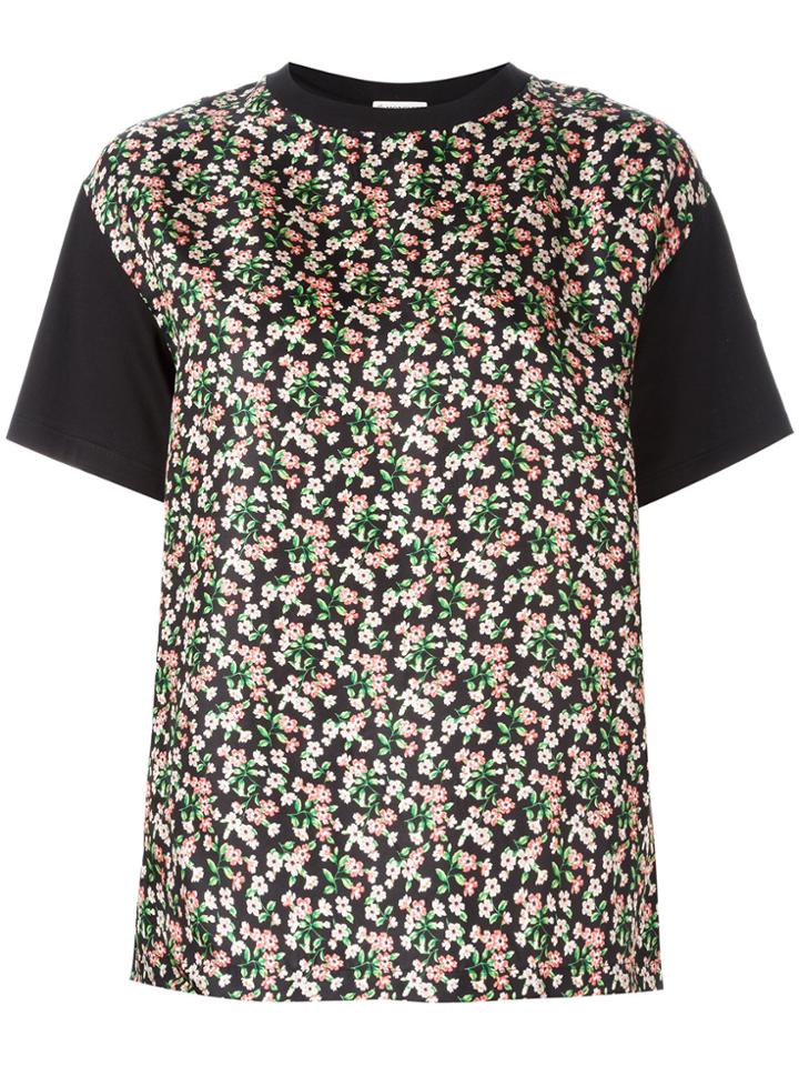 Moncler Floral Print Front Panel T-shirt - Black
