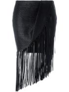 Magda Butrym Asymmetric Fringed Skirt, Women's, Size: 38, Black, Leather/spandex/elastane/wool