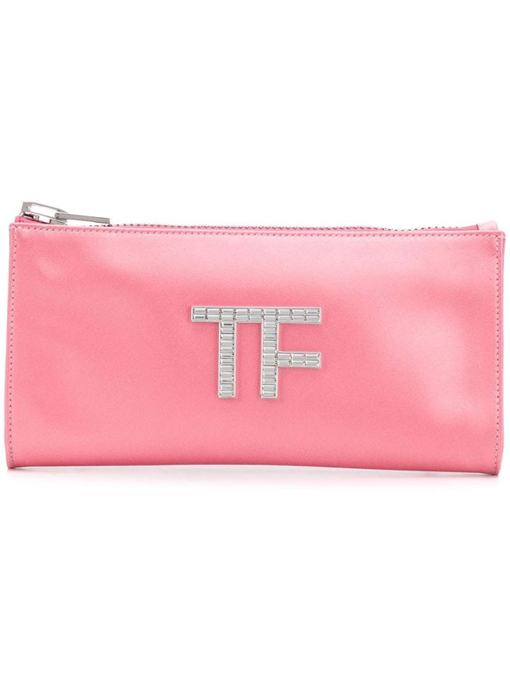 Tom Ford Embellished Logo Clutch Bag - Pink