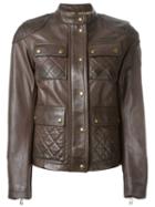 Belstaff Band Collar Boxy Jacket, Women's, Size: 42, Brown, Leather/cotton/viscose
