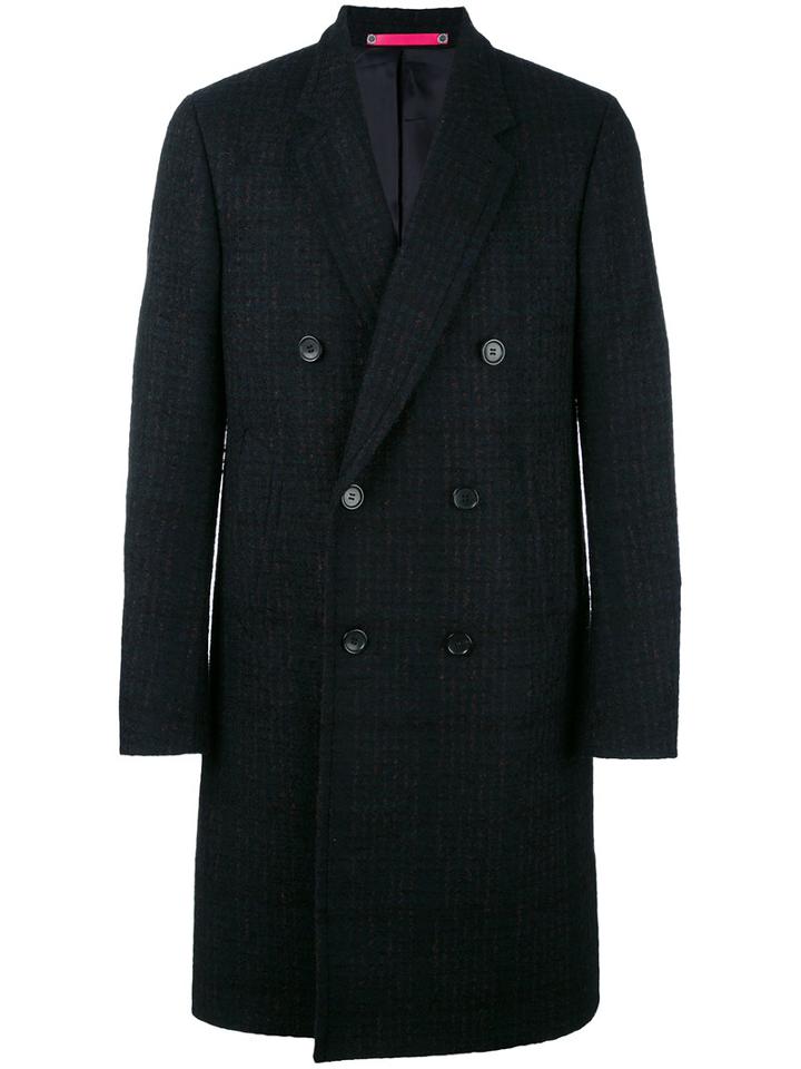 Ps By Paul Smith Double Breasted Coat, Men's, Size: Xl, Black, Polyester/viscose/wool/alpaca
