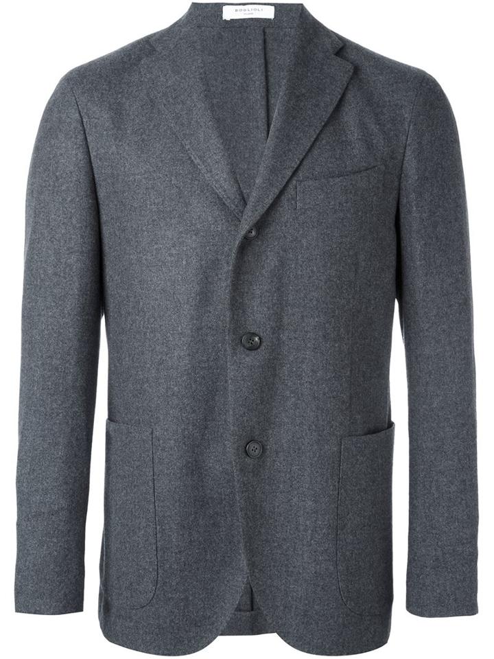 Boglioli Three-button Blazer, Men's, Size: 48, Grey, Acetate/cupro/cashmere/wool