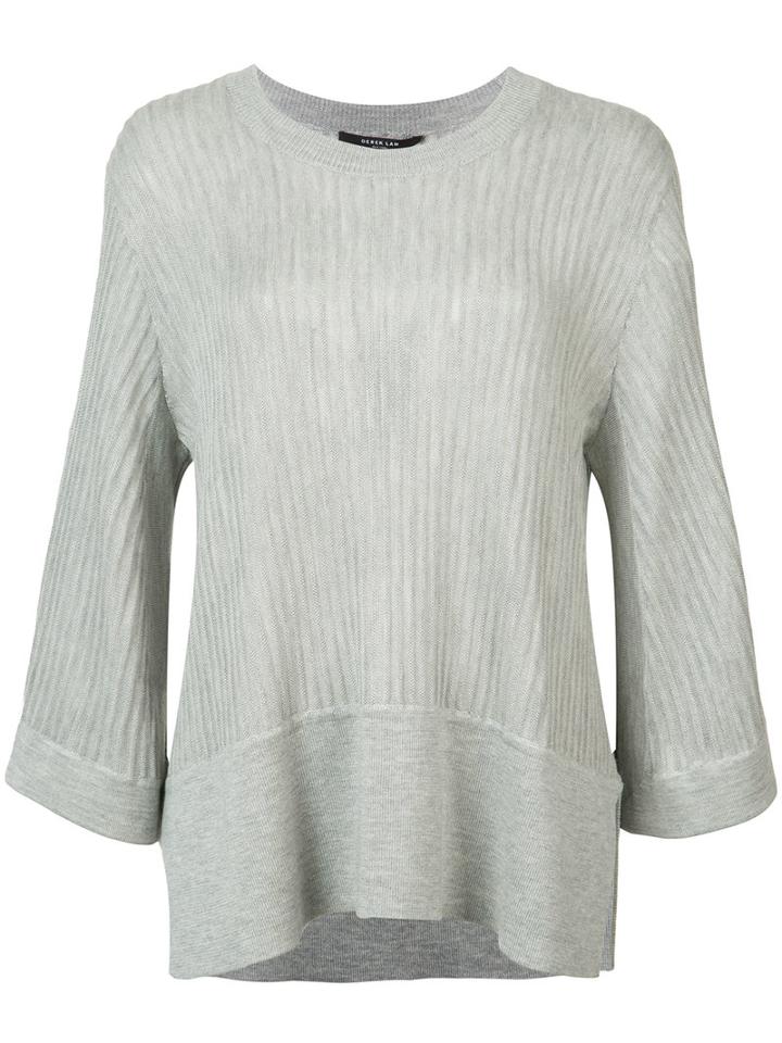 Derek Lam - Ribbed Shift Knitted Blouse - Women - Silk/cashmere - M, Grey, Silk/cashmere