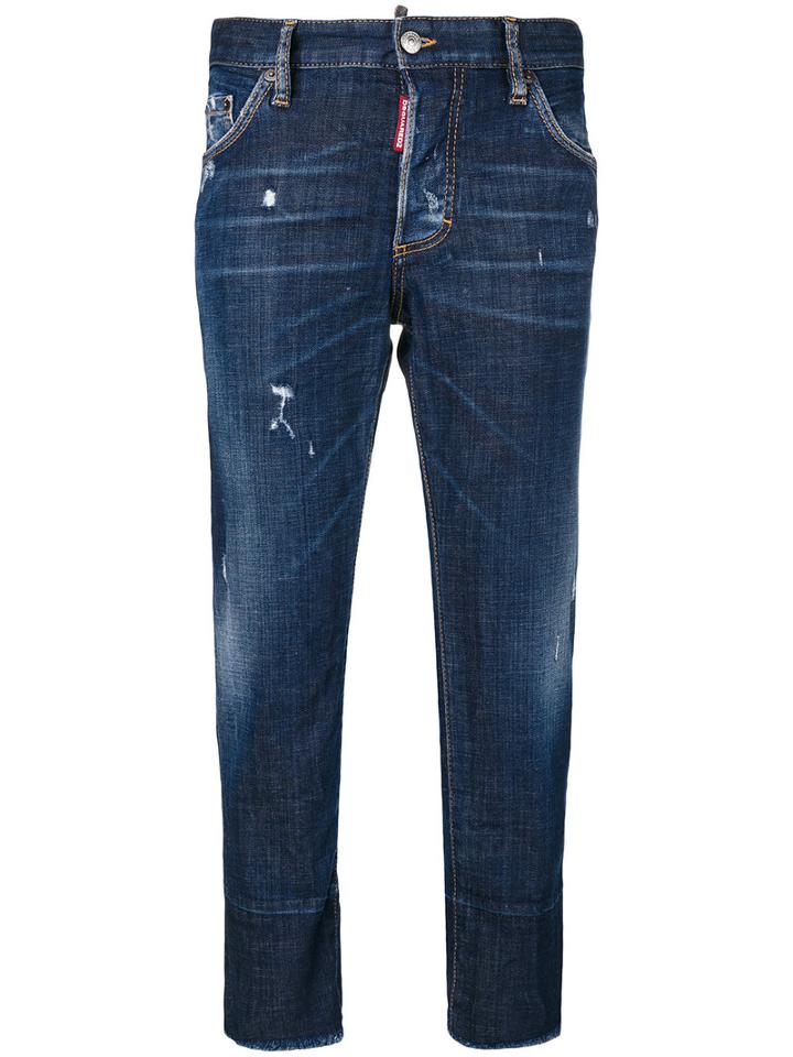 Dsquared2 - Cropped Boyfriend Jeans - Women - Cotton/spandex/elastane - 46, Blue, Cotton/spandex/elastane