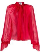 Atu Body Couture Silk Pussybow Blouse - Red