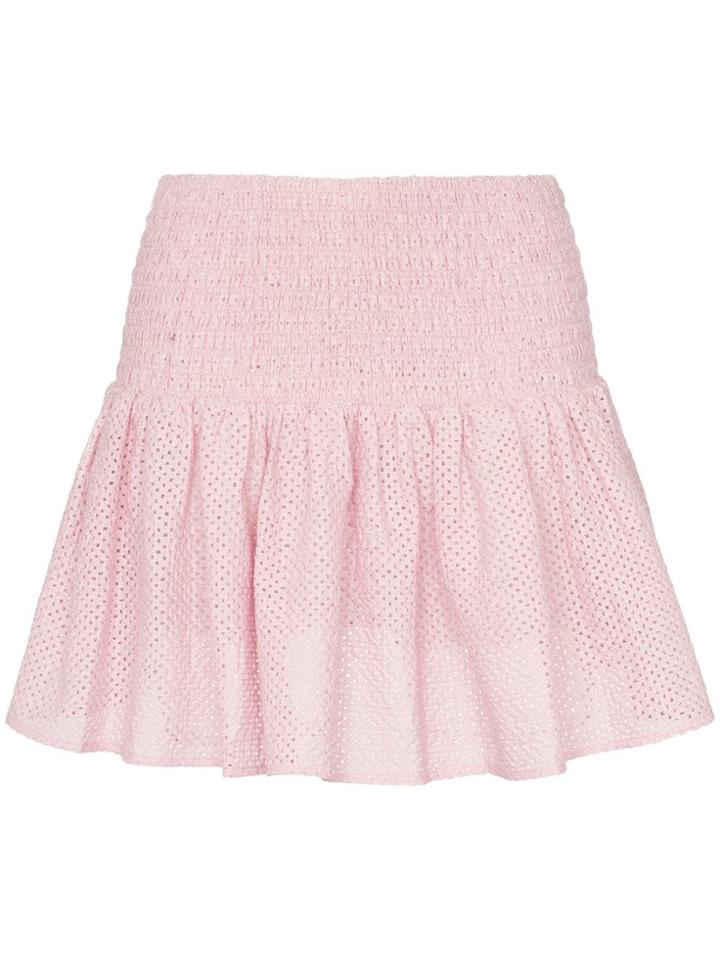 Marysia Lahaina Smocked Waist Cotton Mini Skirt - Pink