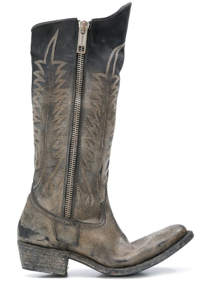 Golden Goose Distressed Zipped Western Boots - Black