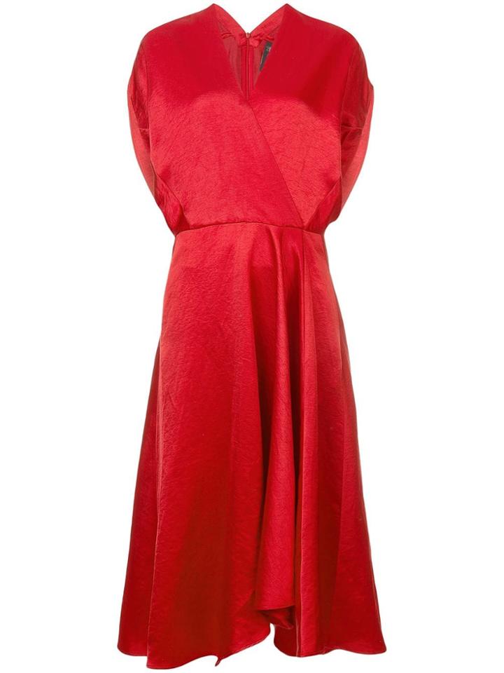 Zero + Maria Cornejo V-neck Wrap Midi Dress - Red