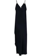 Gold Hawk Long Satin Slip Dress - Black