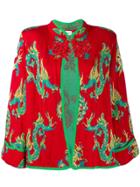 Yves Saint Laurent Pre-owned Dragon Print Cape - Red