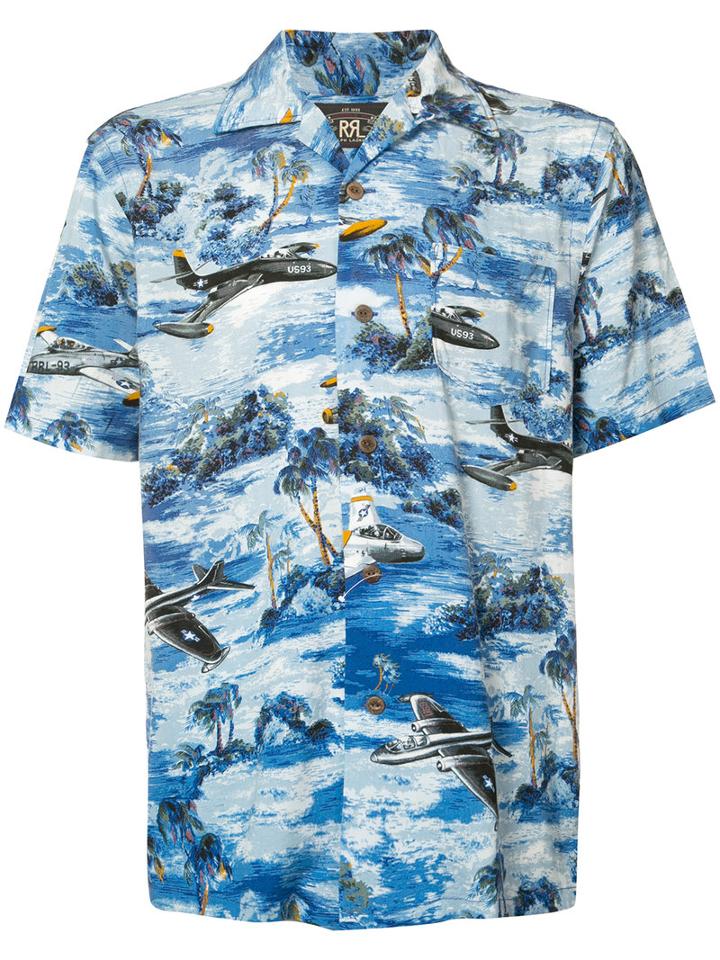 Rrl - Landscape Print Shortsleeved Shirt - Men - Viscose - S, Blue, Viscose