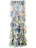 Dolce & Gabbana Majolica Print Chiffon Gown - Blue