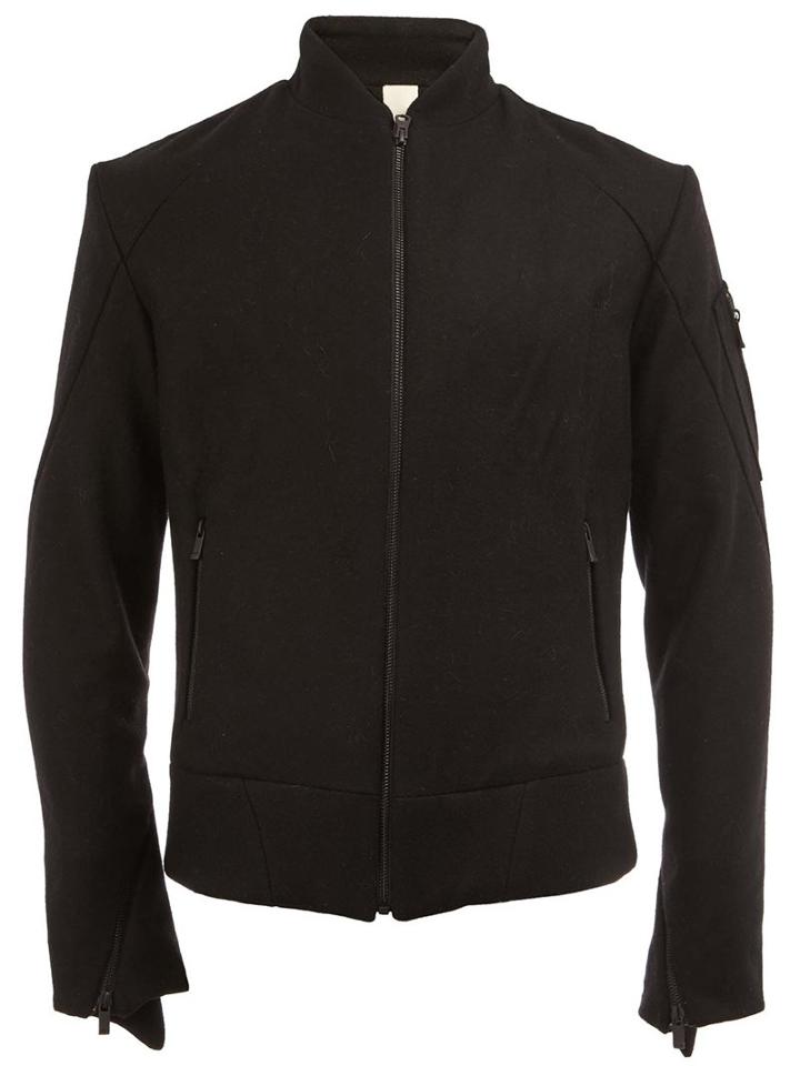 A New Cross High Neck Zipped Jacket, Men's, Size: Large, Black, Cotton/wool