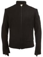 A New Cross High Neck Zipped Jacket, Men's, Size: Large, Black, Cotton/wool