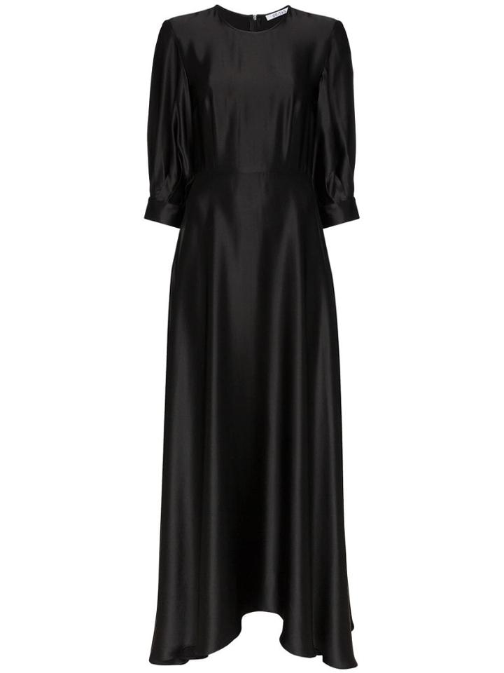 Deitas Ada Puff Sleeve Silk Dress - Black
