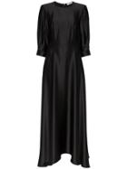 Deitas Ada Puff Sleeve Silk Dress - Black