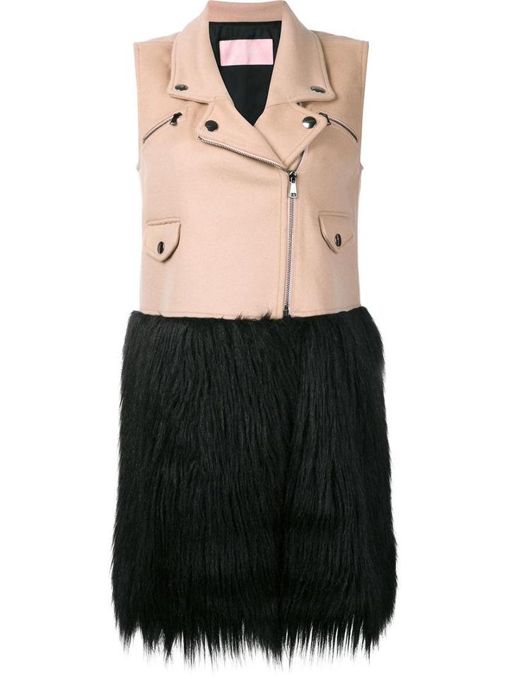 Giamba Feather Effect Sleeveless Biker Jacket, Women's, Size: 38, Pink/purple, Wool/polyamide/cashmere