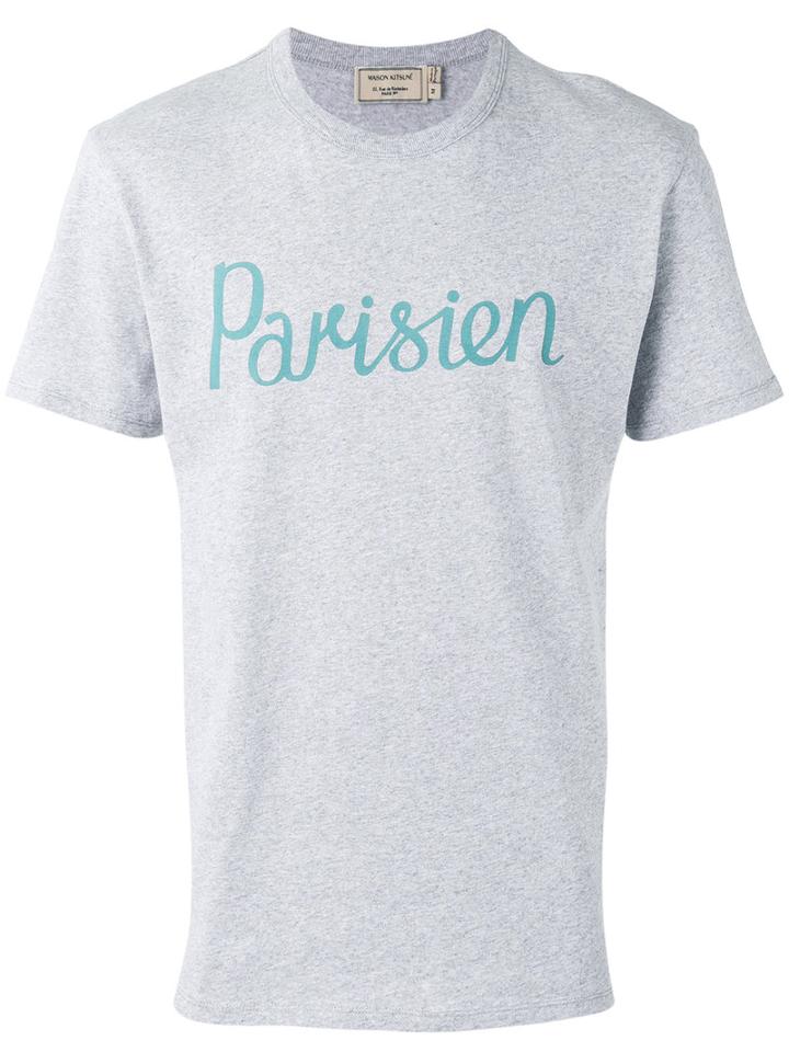 Maison Kitsuné Parisien Print T-shirt, Men's, Size: Xl, Grey, Cotton