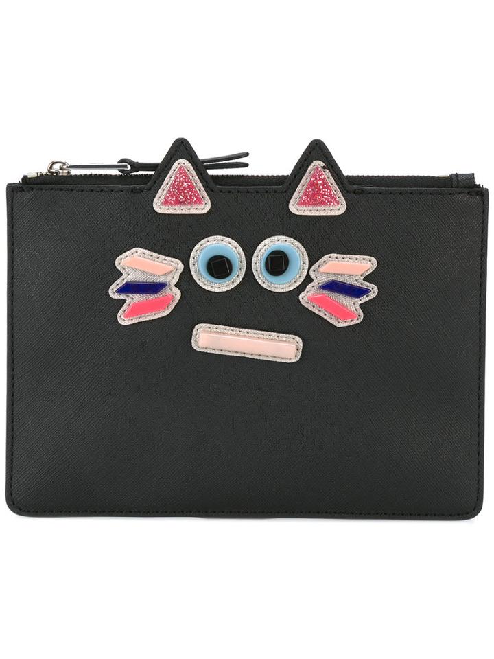 Karl Lagerfeld Cat Motif Clutch, Women's, Black, Pvc