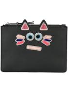 Karl Lagerfeld Cat Motif Clutch, Women's, Black, Pvc