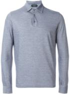 Zanone Long Sleeve Polo Shirt, Men's, Size: 52, Blue, Cotton
