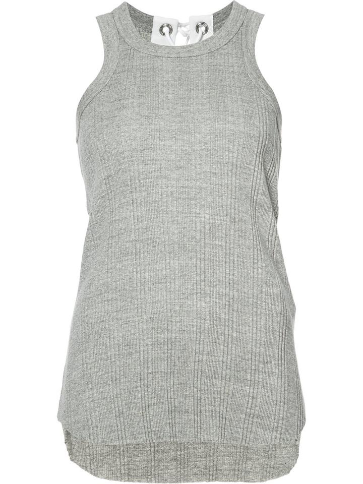 Sacai - Ribbed Tank Top - Women - Cotton - 1, Grey, Cotton