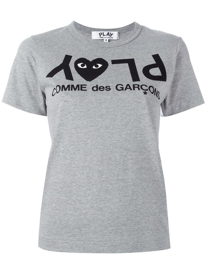 Comme Des Garçons Play Logo Print T-shirt, Women's, Size: Large, Grey, Cotton